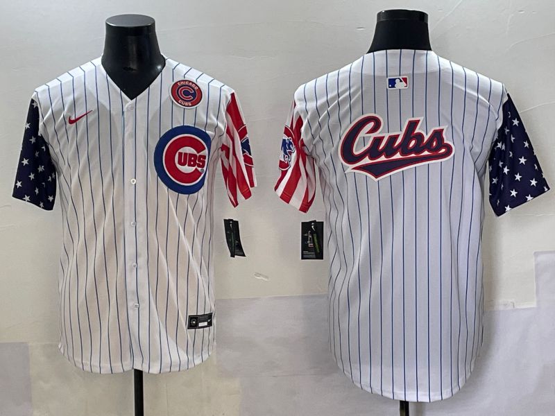 Men 2025 Chicago Cubs Blank White Stripe a generation of national flags Joint Name Nike MLB Jersey style 5